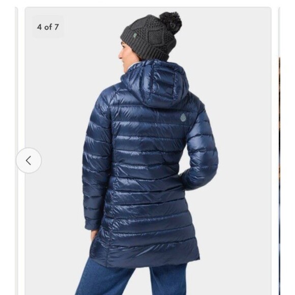 STIO Womens Down Hooded Parka Size XL Navy Puffer Long Warm Ski Outdoor Coat - Picture 16 of 16